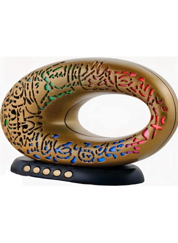 لاكوز مكبر صوت القرآن الكريم SQ-516 مع منبه للصلاة والأذان، ومصباح LED إسلامي ملون، ودعم لبطاقة الذاكرة، لون ذهبي - Image 1